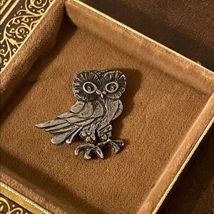Vintage Metzke Pewter Owl Brooch